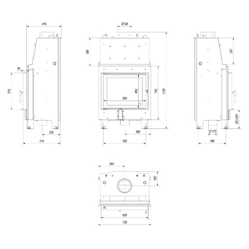 Kratki MBZ PW Kamineinsatz 13 kW wasserführend