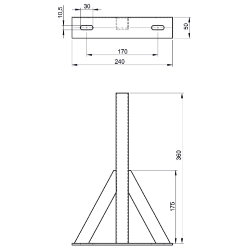 Wandteil von DW24, für Wandhalter 250-360 mm aus Kupfer für Tecnovis TEC-DW-CLASSIC