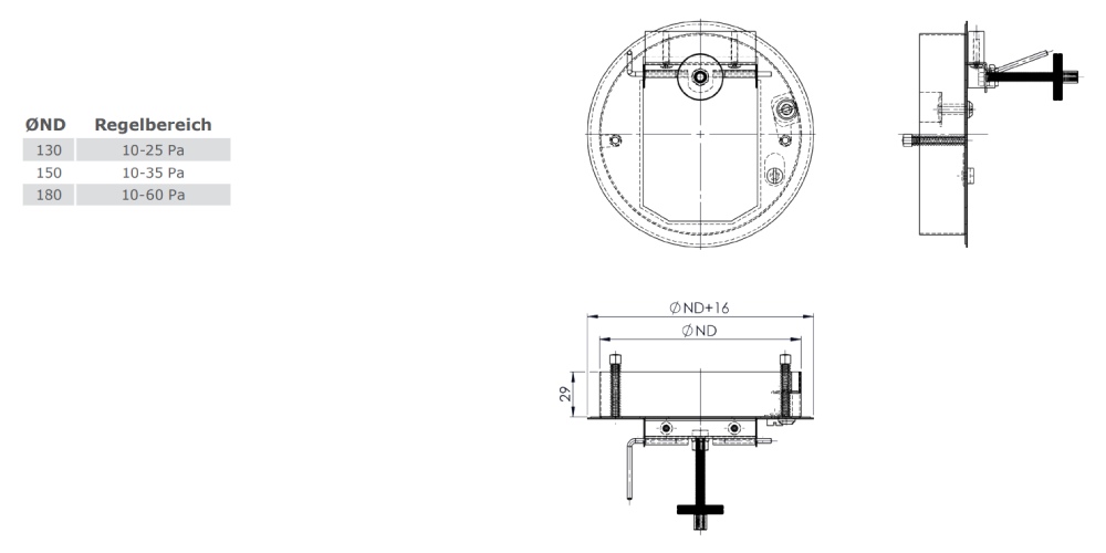 Zugbegrenzer rund, Edelstahl, mit Überdruckklappe - Tecnovis TEC-EW-Classic