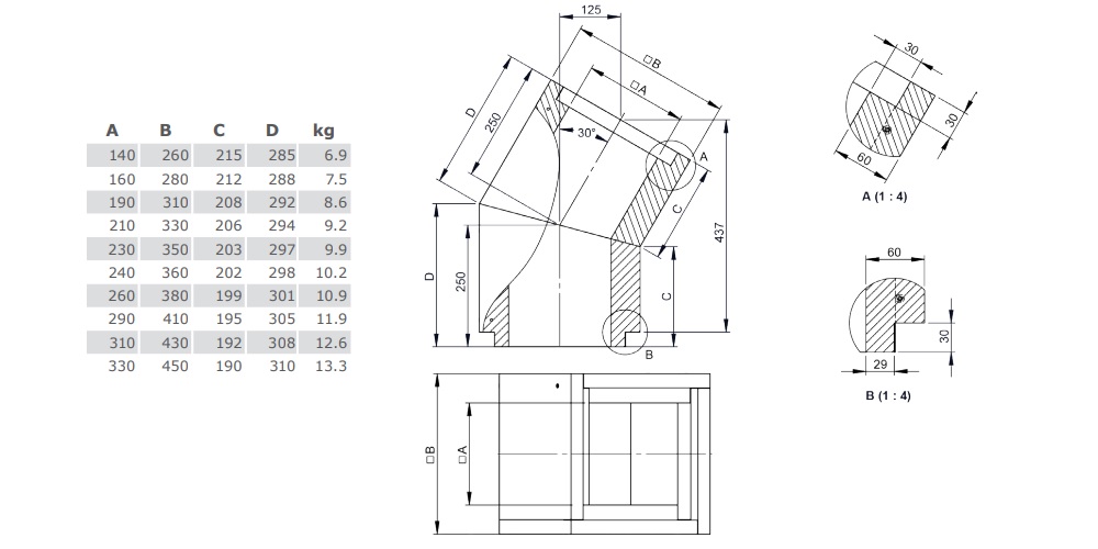 Leichtbauschornstein - Winkel 30° - Tecnovis TEC-LS-A