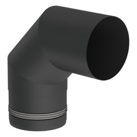 Pelletofenrohr - Winkel 90° starr - schwarz lackiert - Tecnovis TEC-PELLET