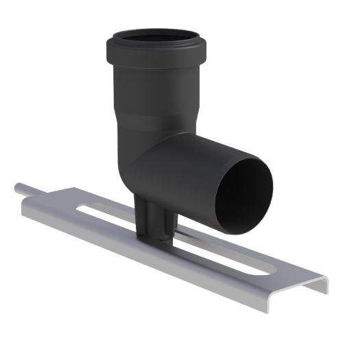Winkel 87° mit Stützfuß und Auflageschiene - einwandig - Tecnovis TEC-PPS und TEC-PP-FLEX