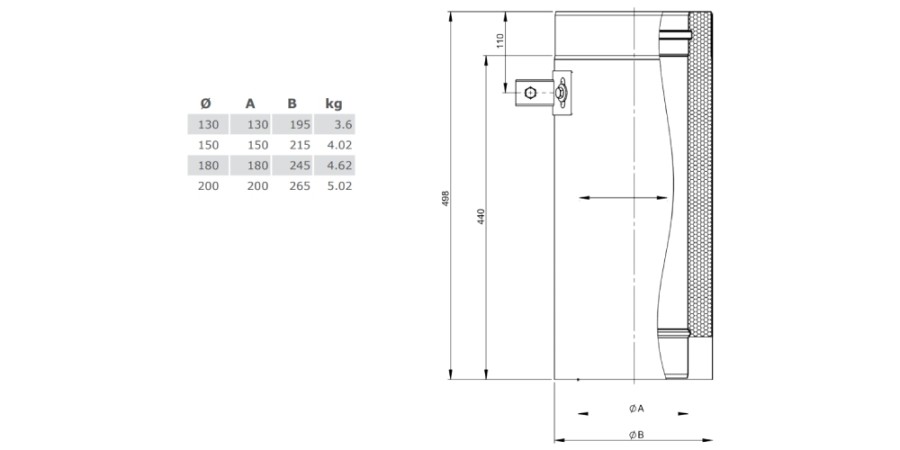 Längenelement 500 mm mit Aufnahme für Wandhalter - doppelwandig - Tecnovis TEC-DW-Design