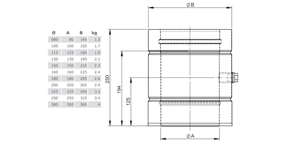 Messelement 250 mm mit 1/2“ Muffe und Verschlussschraube aus Kupfer - doppelwandig - Tecnovis TEC-DW-Classic