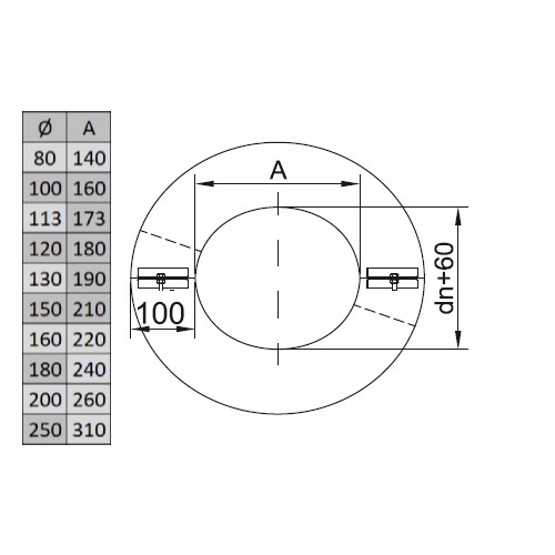 Wandrosette 2-teilig 0° - doppelwandig - Reuter DW-Systeme