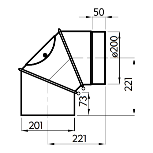 Ofenrohr - Anschluss-Set 200 mm - Kamineinsatz-Kaminbausatz - schwarz - Reuter Ferrum