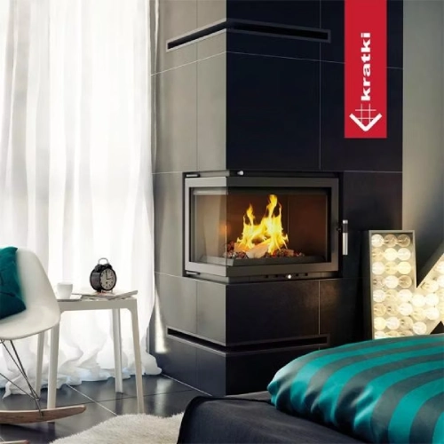 Kratki Zuzia 15 Kamineinsatz 12 kW Eckkamin wasserführend