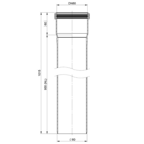 Längenelement 1000 mm - einwandig - Tecnovis TEC-PPS