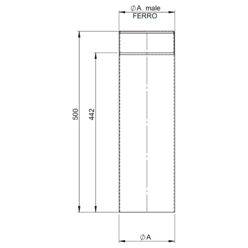 Ofenrohr - Längenelement 500 mm schwarz - Tecnovis TEC-Stahl