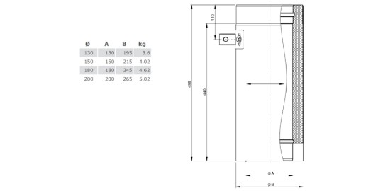 Längenelement 500 mm mit Aufnahme für Wandhalter - doppelwandig - Tecnovis TEC-DW-Design