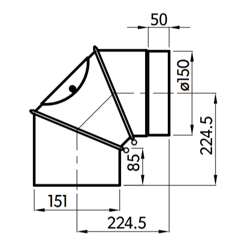 Ofenrohr - Anschluss-Set 150 mm - Kamineinsatz-Kaminbausatz - schwarz - Reuter Ferrum