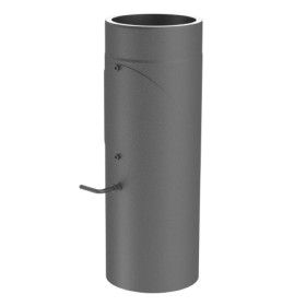 Ofenrohr - doppelwandig - Längenelement 500 mm mit Drosselklappe und Tür (mit Einzug) gussgrau - Tecnovis TEC-Protect