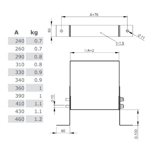Leichtbauschornstein - Wandhalter 0 - 100 mm für Schacht - Tecnovis TEC-LS-F