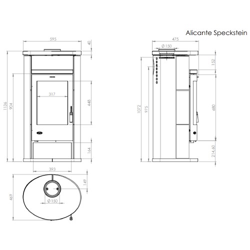 Fireplace Alicante Kaminofen 8 kW