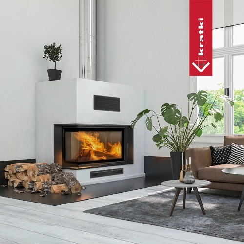 Kratki MBM PW Kamineinsatz 12 kW Eckkamin wasserführend