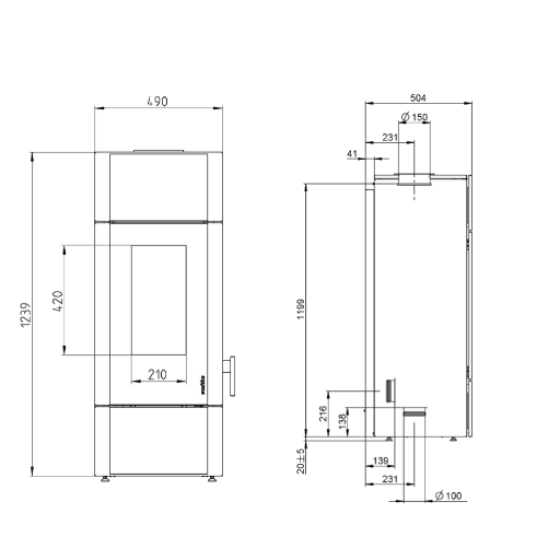 Wodtke Giro water+ Kaminofen 8 kW Wasserführend