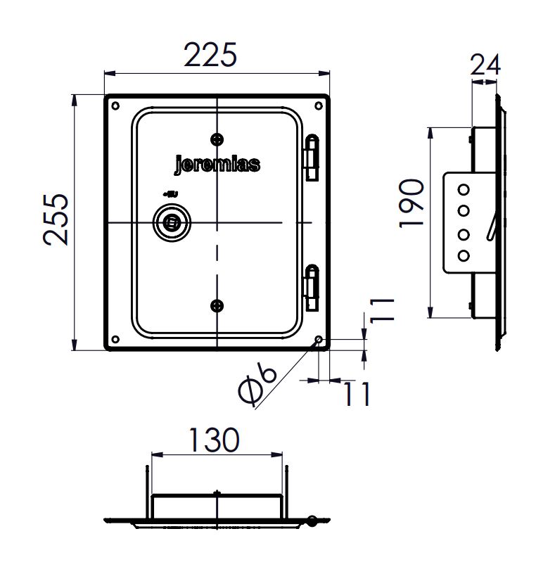 Kamintür Edelstahl 210 x 140 mm - einwandig für Tecnovis TEC-EW-Classic
