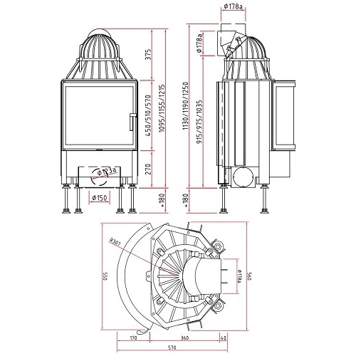 SCHMID Ronda 55 s Kamineinsatz 7 kW Drehtür