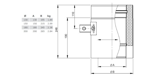 Längenelement 250 mm mit Aufnahme für Wandhalter - doppelwandig - Tecnovis TEC-DW-Design