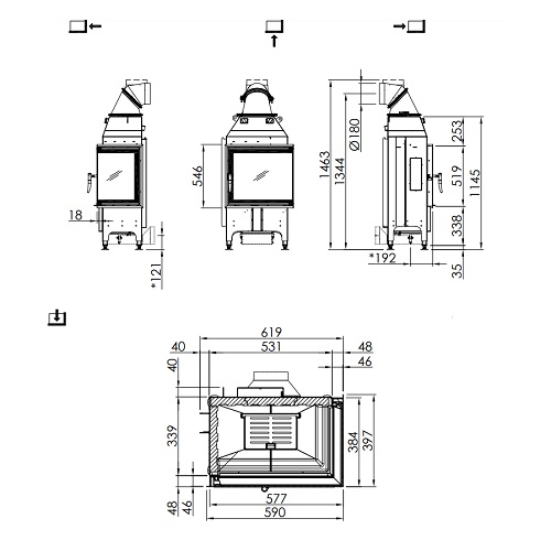 Spartherm Varia 2R-55 Kamineinsatz 7 kW Drehtür