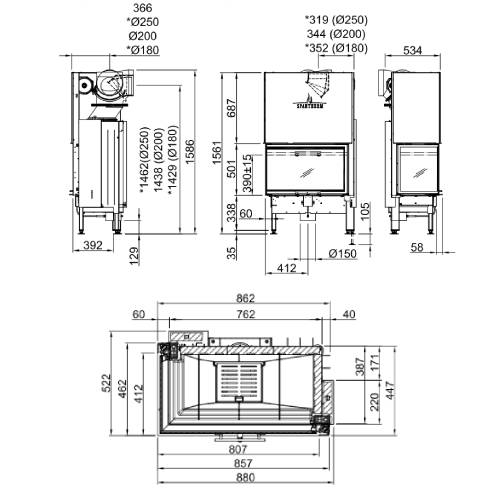 Spartherm Varia 2L-80h Kamineinsatz 11 kW Schiebetür