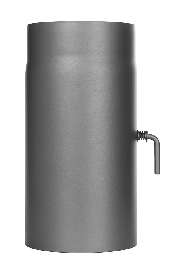 Ofenrohr - Längenelement 300 mm mit Drosselklappe gussgrau - Tecnovis TEC-Stahl