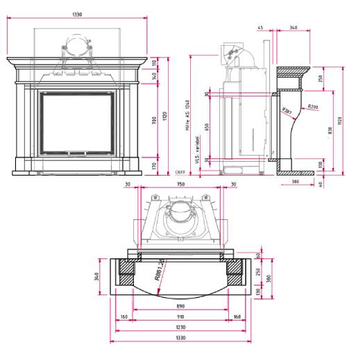 Camina N16 Kaminbausatz 9 kW Naturstein-Anlage