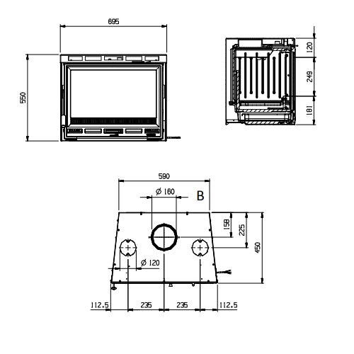 Kamineinsatz La Nordica Inserto 70 L - Ventilato 9 kW