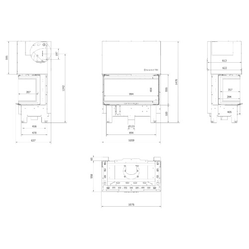Kratki NBC 1000/400 Kamineinsatz 15 kW Schiebetür
