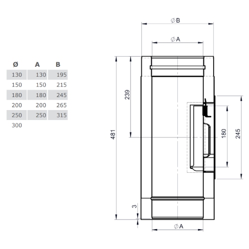 Reinigungselement Design Plus für Festbrennstoffe (Außenbereich) - doppelwandig - Tecnovis TEC-DW-Design