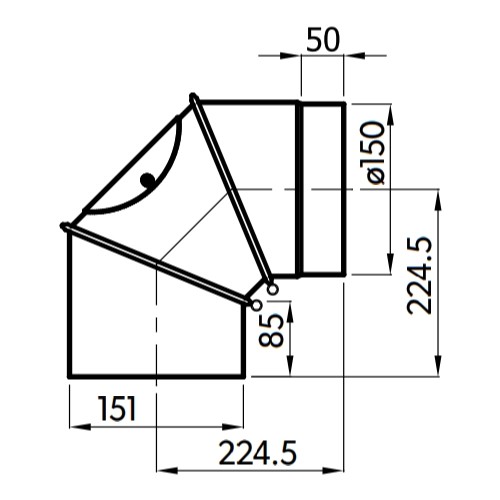 Ofenrohr - Anschluss-Set 150 mm - Kamineinsatz-Kaminbausatz - schwarz - Reuter Ferrum