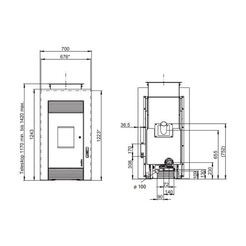 Wodtke PE Nova Einbaugerät water+ Pelletofen 8/10 kW wasserführend