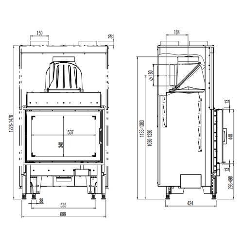 Austroflamm 65K 2.0 Kamineinsatz 8 kW Drehtür