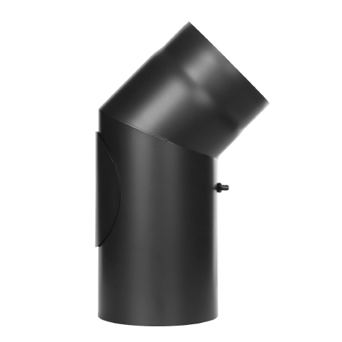 Ofenrohr - Winkel 45° mit Tür schwarz - Tecnovis TEC-Stahl