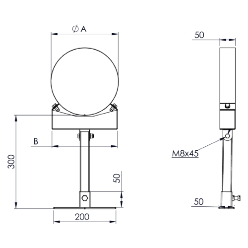 Wandabstandshalter mit Gelenk verstellbar 140-300 mm - Tecnovis TEC-DW-Standard