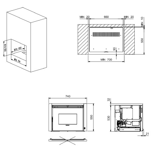 La Nordica Extraflame Comfort P70 Air Plus Pellet Kamineinsatz 10 kW