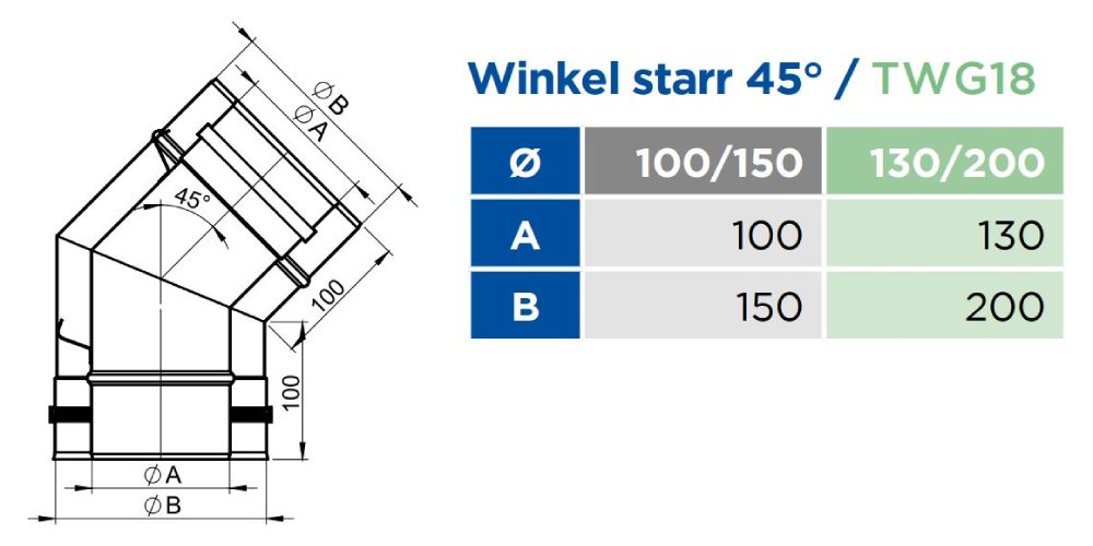 Winkel starr 45° - konzentrisch - Tecnovis TEC-LAS-DECO