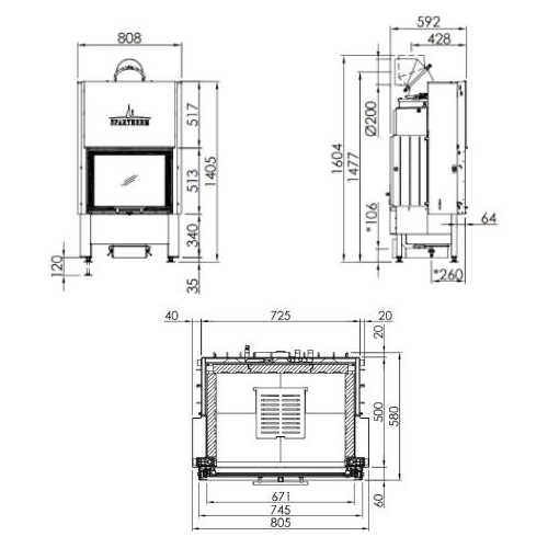 Spartherm Varia 1Vh H2O XL Kamineinsatz 9 kW Schiebetür wasserführend