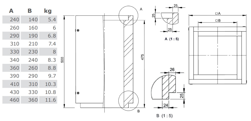 Leichtbauschornstein - Schachtelement 500 mm verschraubt - Tecnovis TEC-LS-F