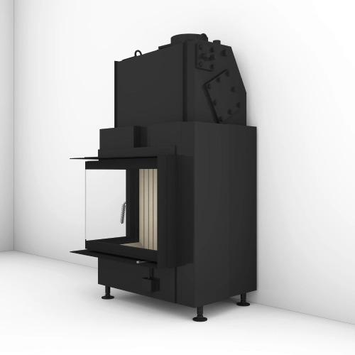 Brunner Eckkamin 42/57/30 links Drehtür Kamineinsatz 8 kW wasserführend