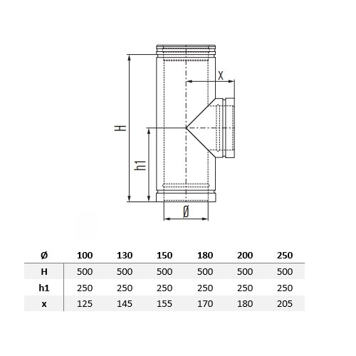 T-Stück 90° - doppelwandig - Schiedel Metaloterm MF
