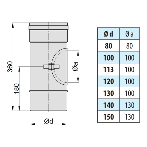 Längenelement mit Klappdeckel 360 mm - einwandig - eka edelstahlkamine complex E