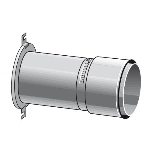Anschlussteil 200 mm mit Erweiterung mit Wandfutter schiebbar - einwandig - Raab EW-FU Anschlussteil 200 mm mit Erweiterung mit Wandfutter schiebbar - einwandig - Raab EW-FU