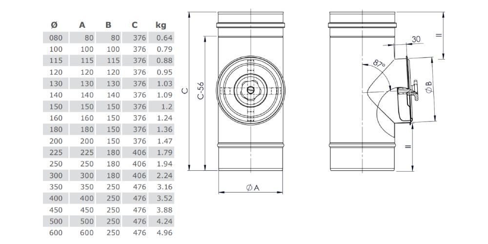 Reinigungselement rund (bis 600 °C) - einwandig - Tecnovis TEC-EW-Classic