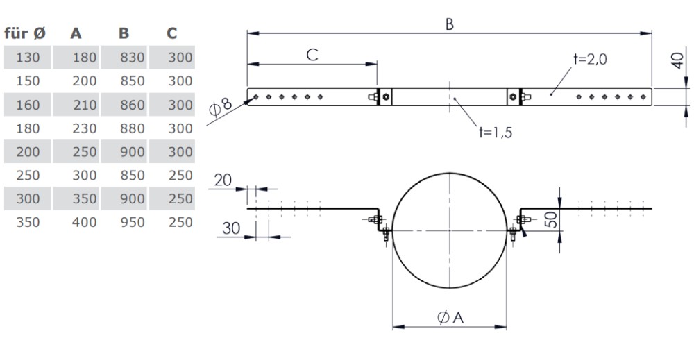Sparrenhalter light - doppelwandig - Tecnovis TEC-DW-Standard
