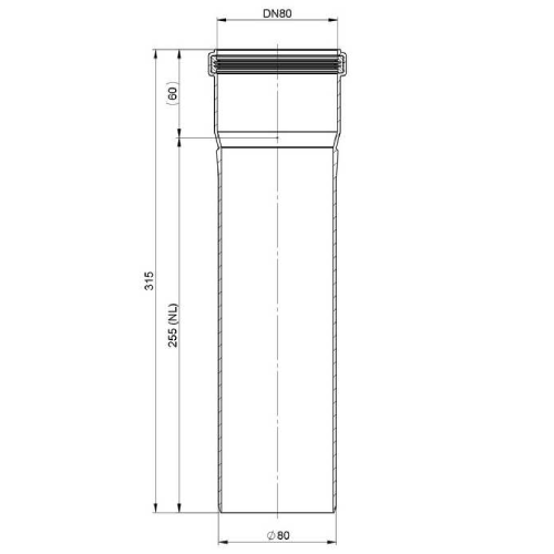 Längenelement 315 mm - einwandig - Tecnovis TEC-PPS