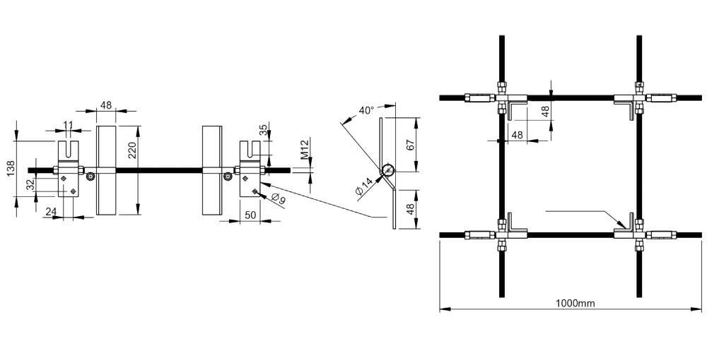 Leichtbauschornstein - Sparrenhalter universal für Schacht - Tecnovis TEC-LS