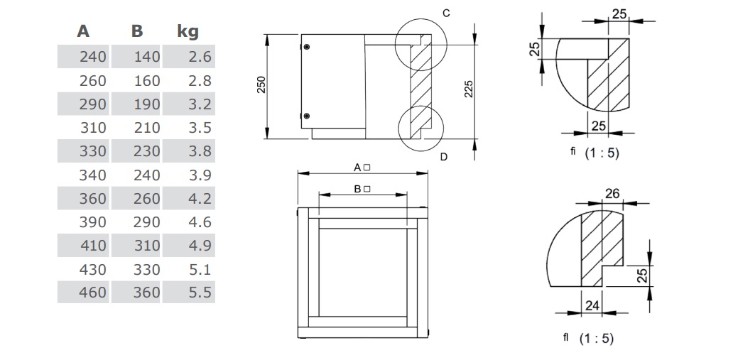 Leichtbauschornstein - Schachtelement 250 mm verschraubt - Tecnovis TEC-LS-F