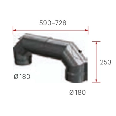 Schmid - Doppel Rauchrohrbogen aus 2 mm Stahlblech mit Tür Ø 180 mm Kaminzubehör