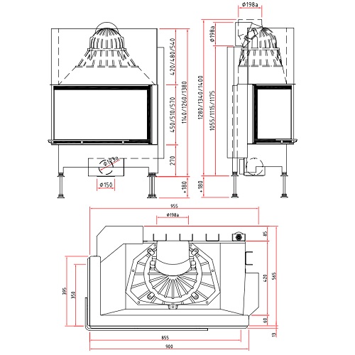 SCHMID Ekko L 84(34) h Kamineinsatz 9 kW Schiebetür